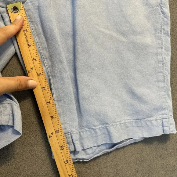 Brooks Brothers Bermuda Shorts Baird McNutt Irish Linen Blend Size 33 Solid Blue - Picture 6 of 9